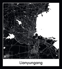 Minimal city map of Lianyungang (China Asia)