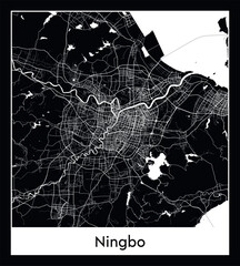 Minimal city map of Ningbo (China Asia)