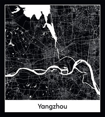 Minimal city map of Yangzhou (China Asia)