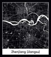 Obraz premium Minimal city map of Zhenjiang (Jiangsu) (China Asia)