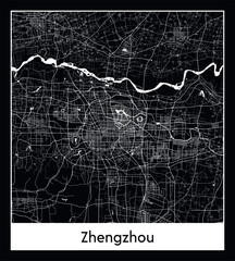 Minimal city map of Zhengzhou (China Asia)