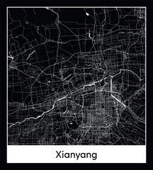Minimal city map of Xianyang (China Asia)