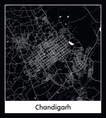 Minimal city map of Chandigarh (India Asia)