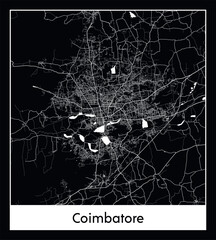Minimal city map of Coimbatore (India Asia)