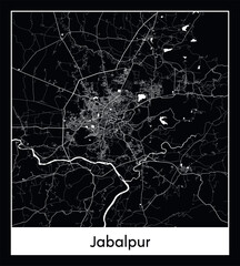 Minimal city map of Jabalpur (India Asia)