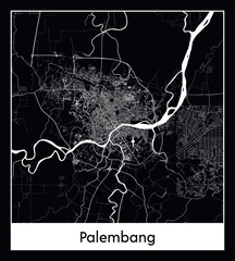 Minimal city map of Palembang (Indonesia Asia)