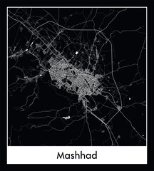 Minimal city map of Mashhad (Iran Asia)