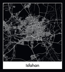 Minimal city map of Isfahan (Iran Asia)