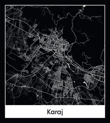 Minimal city map of Karaj (Iran Asia)