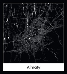 Minimal city map of Almaty (Kazakhstan Asia)