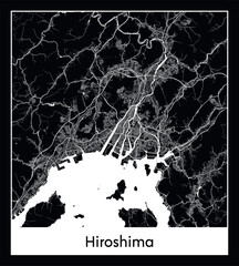 Minimal city map of Hiroshima (Japan Asia)