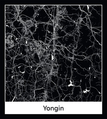 Minimal city map of Yongin (South Korea Asia)