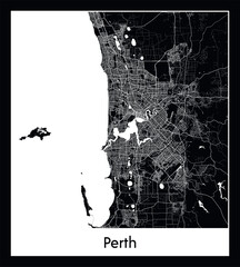 Minimal city map of Perth ( Australia)