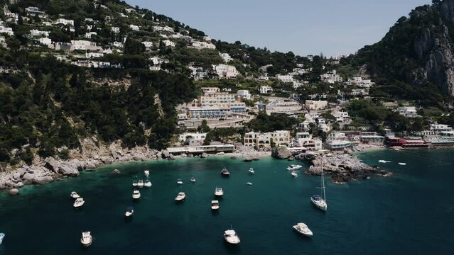 Drone shot of Italy's Marina Piccola near the coast.