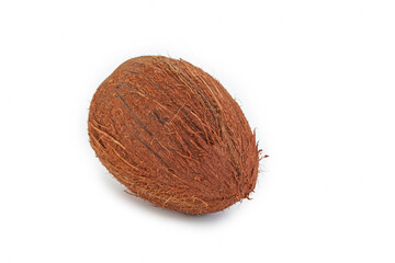 Food Concepts. One Separate Coconut Placed Isolated Over Pure White