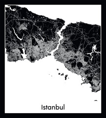 Minimal city map of Istanbul (Turkey Europe)