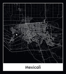 Minimal city map of Mexicali (Mexico North America)