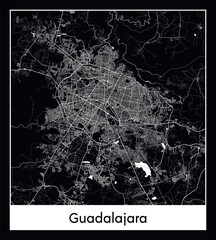 Minimal city map of Guadalajara (Mexico North America)