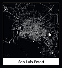 Minimal city map of San Luis Potosi (Mexico North America)