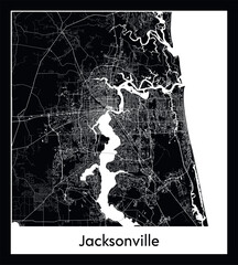 Minimal city map of Jacksonville (United States North America)