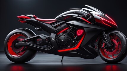 3D rendering of a brand-less generic concept motorbike.