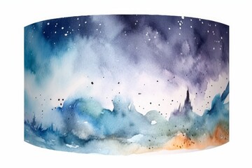 Starry Night Watercolor Illustration for Baby Shower Banner. AI generated
