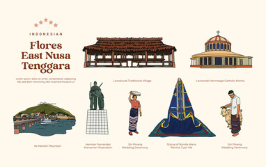 Obraz premium Isolated East Nusa Tenggara Indonesia Landmark Illustration