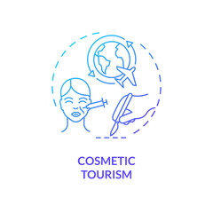 2D gradient cosmetic tourism icon, simple isolated vector, medical tourism thin line illustration.