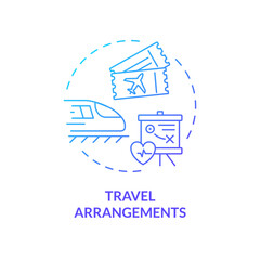 2D gradient travel arrangements icon, simple isolated vector, medical tourism thin line illustration.