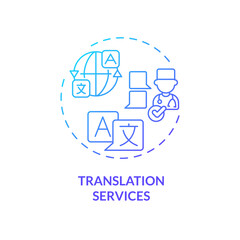 2D gradient translation services icon, simple isolated vector, medical tourism thin line illustration.