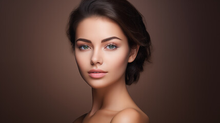 Beauty portrait of young woman with perfect skin. AI