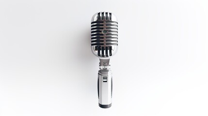 Fototapeta na wymiar Vintage silver microphone isolated on white background. Retro style microphone. Generative AI