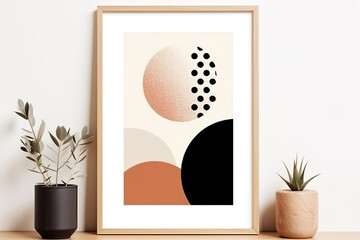 a boho style image in art print, flat art, in the style of minimalist shapes, abstract shapes, clean lines, minimalistic boho shapes