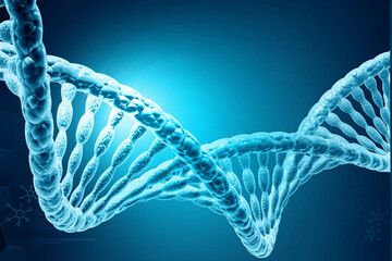 DNA strand on blue color background. 3d illustration