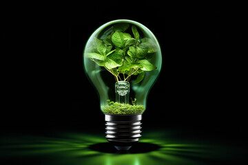 Environmentally-friendly light bulb emitting a green glow