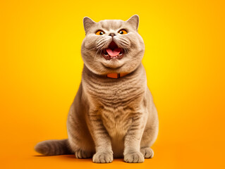 Portrait shot of British shorthair cat with cute face.studio background.pet and relationship concepts