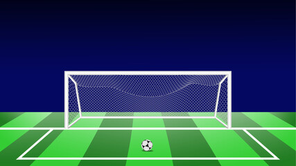 Fototapeta premium realistic soccer goal post or football goal post. with hexagonal net and the ball in the center.