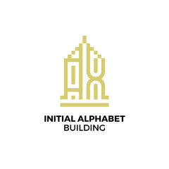 Initial logo letter AX alphabet building