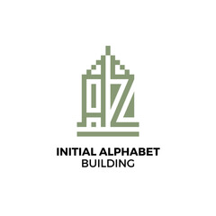 Initial logo letter AZ alphabet building