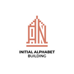 Fototapeta premium Initial logo letter AN alphabet building