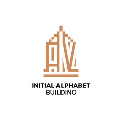 Initial logo letter AV alphabet building