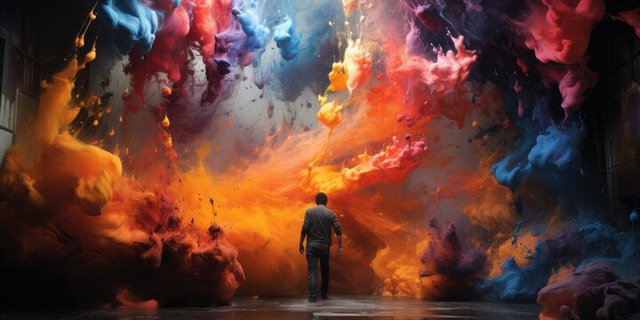 a digital canvas filled with a cacophony of colors and textures that create a sensory overload for the viewer. AI Generative