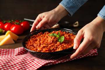 Bolognese sauce, concept of tasty and delicious food