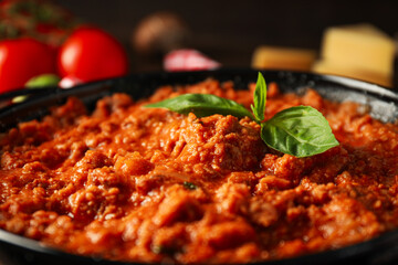 Bolognese sauce, concept of tasty and delicious food