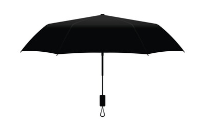 Black compact small umbrella rain template on white background, vector file.