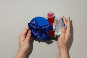 Lubricant and anal plug in a gift box.