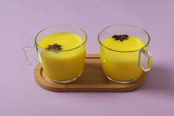 Moon or turmeric milk, concept of tasty drink
