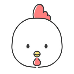 かわいいにわとりの顔のイラスト