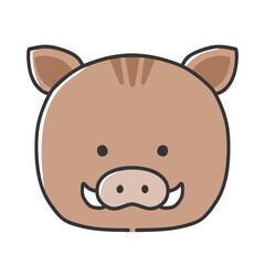 かわいいいのししの顔のイラスト