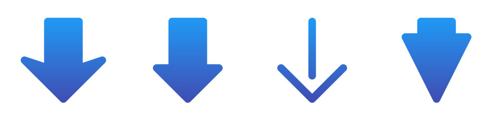 down arrow with blue gradient colors icon , arrow symbol icon set